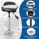 Bass Boat Casting Seat with Pedestal Pole Base Mount for Bass Tracker Pro Casting Deck Chair, Includes Boat Seat Pedestal+-inch Pin Posts+7" x 7" Base Plate,Adjustable Height 14 to 19 Inch White&Grey