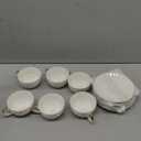 BTaT- White Tea Cups and Saucers Set of 6 (7 oz), Porcelain White Tea Cup Set with Golden Trim Design, Dishwasher Safe