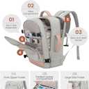 LOVEVOOK Travel Backpack For Women, 40L Carry On Backpack Flight Approved, TSA Personal Item Travel Bag Fits 17 Inch Laptop, Business Weekender Overnight Waterproof Daypack With 2 Cubes, Grey-Pink