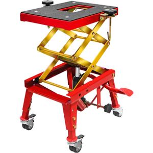 Jack Boss 350 Lbs Motorcycle Lift Jack Table, Hydraulic Foot-Operated Scissor Lift Jack for ATV Dirt Bike, Motorcycle Stand with 4 Wheels