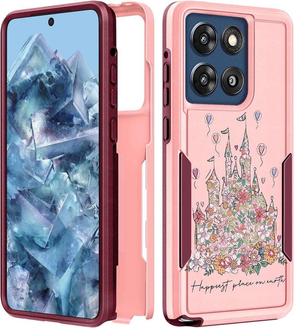 For Moto G Stylus 5G 2025 Case Women - Cute Girls Phone Cover Girly Aesthetic Design Flowers Castle Heavy Duty Protective Shockproof Military Grade for Motorola Moto G Stylus 5G 2025 Cases