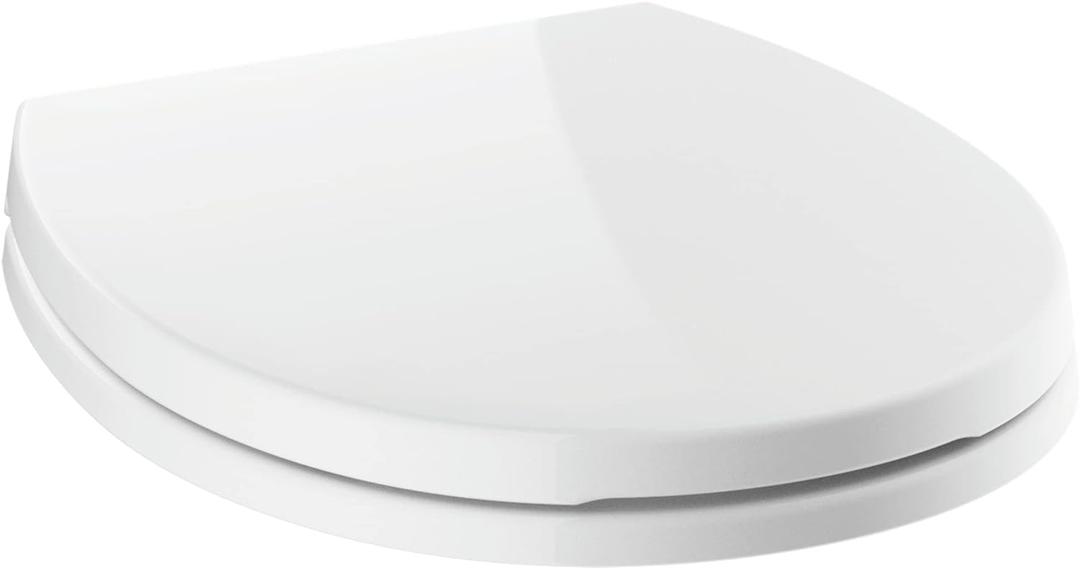 Delta Faucet Morgan Round Front Slow-Close White Toilet Seat with Non-Slip Seat Bumpers, White 801903-WH