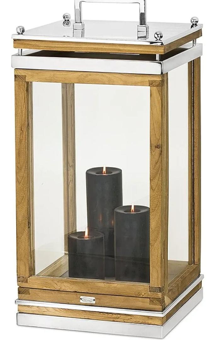 EDZARD Huntsville Wooden Stainless Steel Lantern Height  Tea Light Holder with Handle
