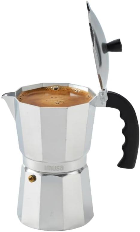 IMUSA 9 Cup Cast Aluminum Stovetop Coffeemaker, Moka Pot for Classic Cuban, Italian, and Espresso Style Coffee (Silver)