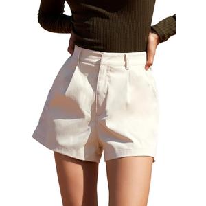 Floerns Women's Casual Solid High Waist Wide Leg Shorts with Pocket, Size S