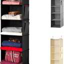 Handy Laundry Hanging Closet Organizer - 6 Shelf Storage for Clothes, Sweaters, Shoes & Accessories - Space-Saving Wardrobe Shelves with Hooks for Dorm, RV & Small Closet Organization (Black)