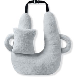 FMuimshouwo Travel Pillow for Adults and Kids Car Travel Pillows of The Back Seat, Long-Distance Travel Sleeper Hold Pillow Double-Handed & Head Support Cushion (Gray) (Grey)