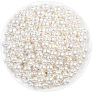 Pearl Beads, Anezus 800pcs Ivory Pearl Craft Beads Loose Pearls for Jewelry Making, Crafts, Decoration and Vase Filler (Assorted Sizes)