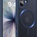 Magnetic for iPhone 17 Case, [Anti-Slip] [Military-Grade Drop Protection] [Camera Protection] Skin-Friendly Slim Translucent Shockproof Protective for iPhone 17 Phone Case, Navy Blue