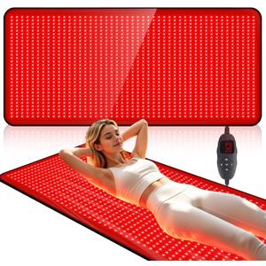 Red Light Therapy Mat Full Body, Red Light Therapy Blanket with 660nm & 850nm, Whole Red Light Therapy Pad with Timer Controller Pulse Modes for Home Use, 76.8'' X 33.41''