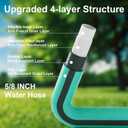 Heavy Duty Garden Hose 50 ft x 5/8", Water Hose with 10-Pattern Nozzle, Durable Lightweight Flexible, Non-Expanding, No Kink, Leak Free Burst 500 PSI Manguera Para Jardin (Blue50FT)