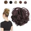 Juvabun Hair Extensions Dark Brown  Soft Curly Hair Extensions Clip-In for Natural Volume & Quick Updo Styling Hair Bun Maker