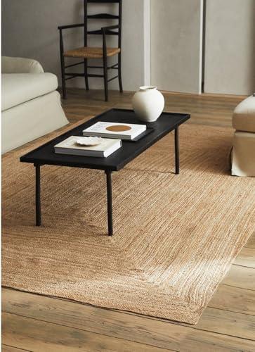 FRELISH DECOR Handwoven Jute Area Rug - 4x6 Feet Natural Yarn - Rustic Vintage Beige Braided Reversible Rectangular Rugs for Bedroom - Kitchen - Living Room - Farmhouse (4' x 6')