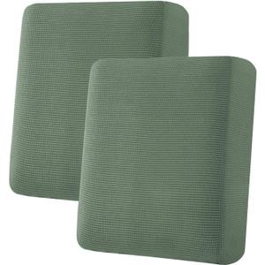 H.VERSAILTEX Super Stretch Individual Seat Cushion Covers Sofa Covers Couch Cushion Covers Slipcover Sets Thick Jacquard Textured Twill Fabric (2 Piece Medium Sofa Cushion Covers, Loden Frost)