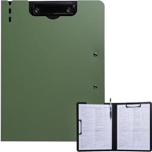 Clipboard Folder, A4 Foldable Clipboard with Horizontal and Vertical Double Metal Clips, 360 Degree Foldable Binder Clipboards with Pen Holder, File Cover Work Folder Clipboards, Green