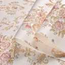 3D Embossed Floral Peel and Stick Wallpaper Vintage Colorful Rustic Flower Damask Wall Paper Self Adhesive Decorative Wall Paper for Bedroom Pink 20.8" x 118"