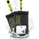Pelican 2 Pack Marine - IP68 Waterproof Phone Pouch (XL Size) Floating Waterproof Phone Case - Beach Cruise Ship Travel Essentials - Works with All Phones - Detachable Lanyard - Black/Hi-Vis Yellow