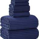 Extra Large Bath Towel Set of 6 (40"x80"),Oversized Bath Sheet Super Soft Highly Absorbent Microfibers Quick Dry Luxury Shower Towel for Bathroom Spa Gym Hotel Yoga (Navy Blue, 6Piece)