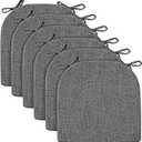 Wellsin Chair Cushions for Dining Chairs 6 Pack - Kitchen Chair Cushions with Ties and Non-Slip Backing - Dining Chair Pads 16"X16"X2", Dark Gray, Pack of 6