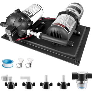 WASSERMANN 12V Boat Water Pump and Accumulator Tank System, 7.0GPM 75PSI Self Priming Water Diaphragm Pump with 1L 10 PSI Pre-Pressurized Accumulator Tank, Pressure Switch, for Boat Garden RV Camping
