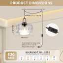 Plug in Hanging Pendant Light Bedroom Plug in Pendant Lamp Globe Hanging Lights with Plug in Cord Kitchen Mid Century Modern Ceiling Light fixtures Clear Striped Glass Swag Lights