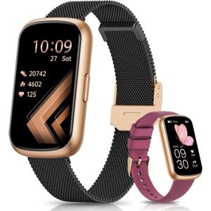 DEKELIFE Fitness Watches for Women, Fitness Tracker with Heart Rate/SpO2 Monitor, Smart Watches for Women with Sleep/Step Tracker (Black-Gold)