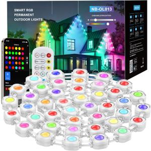 sympa Permanent Outdoor Lights, 100 ft Outdoor String Lights with 72 Scene Modes, IP65 Waterproof Holiday Lights for Outside, APP Control and Remote Control, Work with Alexa Assistant, Music Sync