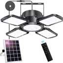 Aqonsie Solar Shed Light Outdoor Indoor, 176LED Solar Powered Motion Sensor Pendant Light Daytime , Solar Indoor Lights with 5 Lighting Modes & Remote for Shed Gazebo Barn Garage Home (Black (1 Pack))