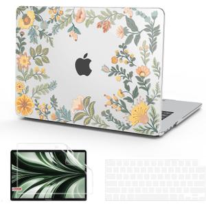 B BELK Compatible with MacBook Air 13 inch Case M5 2026 2025 2024-2022 M4 M3 M2 A3449 A3240 A3113 A2681, Plastic Hard Shell+Keyboard Cover+Screen Protector for MacBook Air 13.6 inch Case,Sunlit Floral