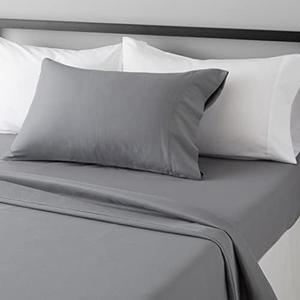 Amazon Basics Lightweight Super Soft Easy Care Comfortable Microfiber 3 Piece Bed Sheet Set With 14-inch Deep Pockets, Twin XL, Dark Gray, Solid