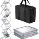Tatuo Foldable Magazine Rack Metal Catalog Literature Rack Portable 6 Pockets with Carrying Bag Aluminum Brochure Stand Display Holder Stand for Exhibition Trade Show Office Retail Store