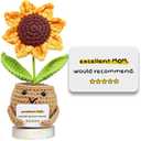 Gossby Gift for Mom from Daughter, Son, Kids - Mother's Day Basket Stuffers - Excellent MOM Would Recommend Sunflower Crochet - Christmas, Birthday Gift Idea for Mama - Knitted Crochet Doll 2 Pack
