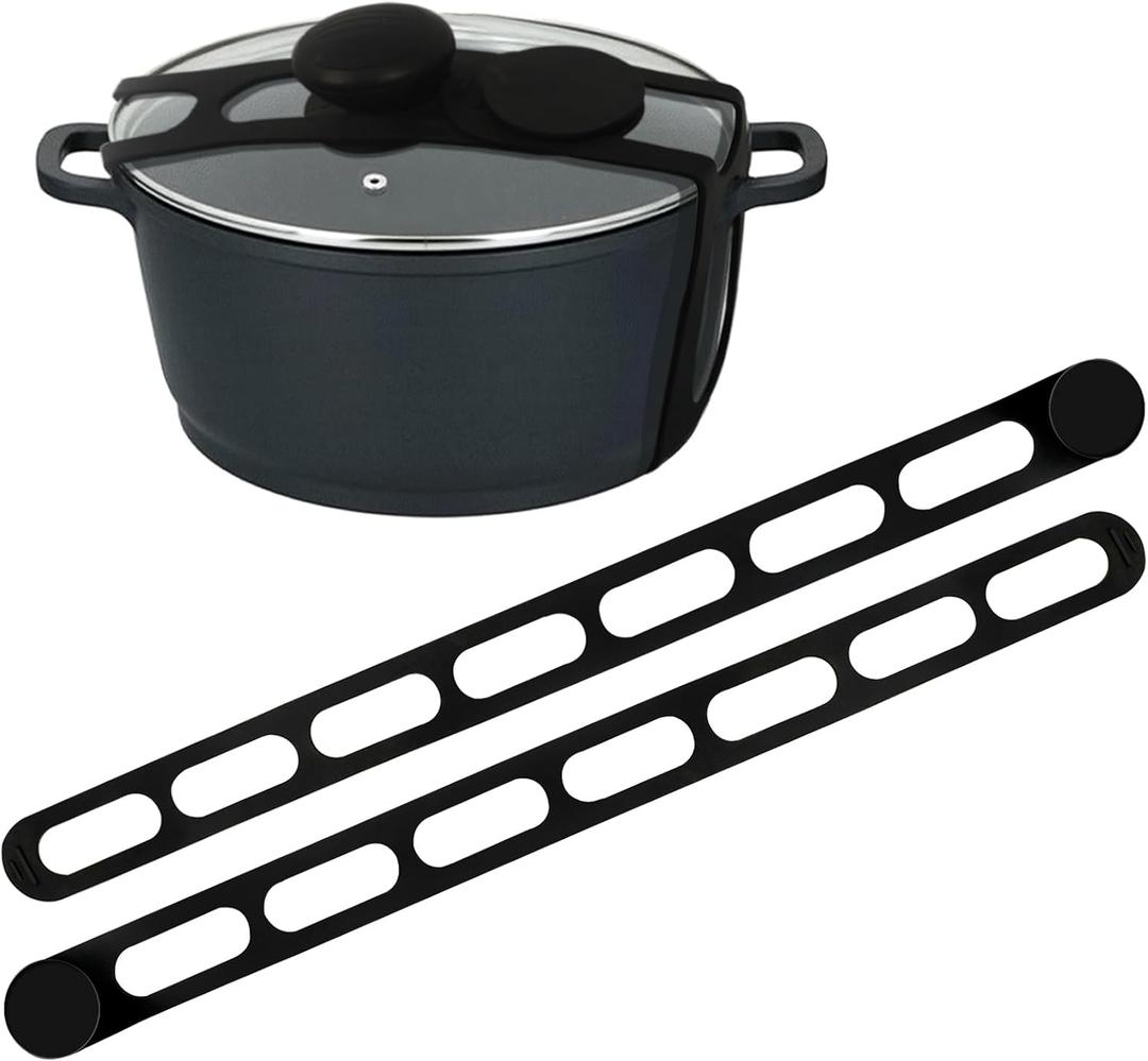 2 x 2PCS Silicone Lid Latch for Pots - Universal Lid Latch Strap for Crockpot, Crock Pot Lid Strap, Crockpot Locking Lid, Slow Cooker Lid Lock, Silicone Travel Latch for Casserole Dishes and Pans