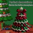 DIY Crochet Christmas Tree Kit,Handmade Crochet Christmas Tree,Tree Bow Pearl Embellishment,Beginner Christmas Crochet Kit,Christmas Craft Kit with Yarn Hook Beads Instructions