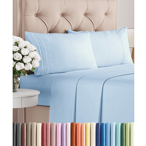 King Size 4 Piece Sheet Set  Comfy Breathable & Cooling Bed Sheets Set  Hotel Luxury Bedding for Women, Men, Kids & Teens  Deep Pockets, EasyFit, Super Soft & Wrinkle Free  OekoTex  Sky Blue