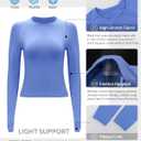 RUNNING GIRL Long Sleeve Yoga Shirts for Women, Soft Fitted Seamless Stretchy Casual Crew Neck Athletic Basic Shirt (Small, A-light Blue)