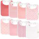KeaBabies 8-Pack Organic Baby Bibs for Boys, Girls - Super Absorbent Cotton Drool Bibs for Baby Girl & Boy, Teething Toddler, Drooling Newborn, Ultra Soft & Machine Washable (Blush)