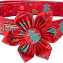 Elegant little tail Christmas Dog Collar, Female or Male Dog Collar Flower, Pet Collar Adjustable Dog Collars with Flower for Small Medium Large Dogs(XS)