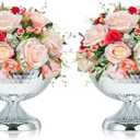 Kolnlala Metal Urn Vases for Centerpieces - 6.3" Tall Flower Pot Planters, Wedding Table Decor, Party Reception, Home Floral Arrangement (2, Silver)