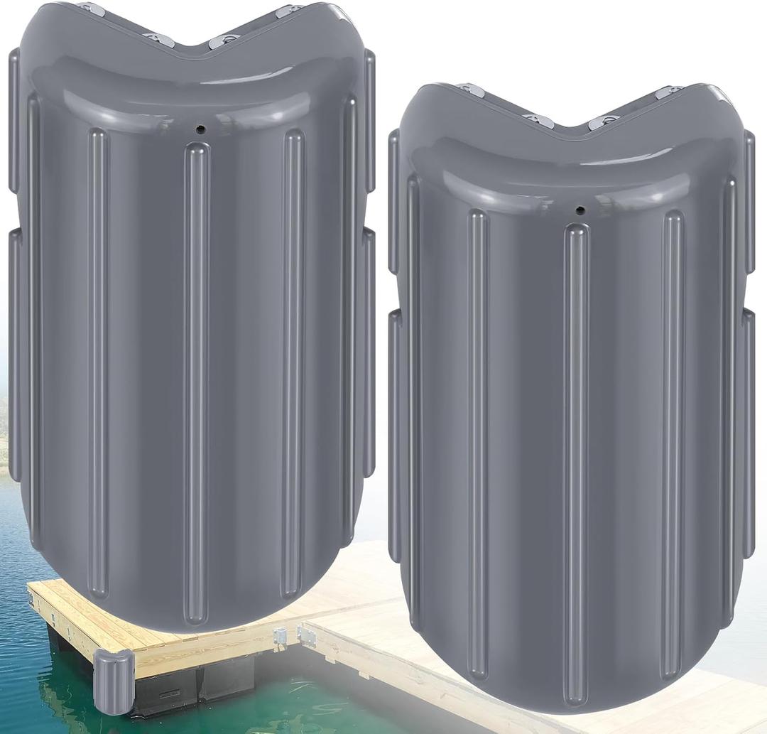Dock Bumpers Dock Corner Bumper Fender Marine Boat Dock Bumpers for Edge Corner,Inflatable Dock Protection,Soft UV-Resistant Marine-Grade Vinyl,Stainless Steel Mounting Hardware Included,8"x16"
