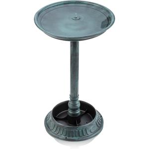 Alpine Corporation 25" Tall Outdoor Birdbath with Planter Pedestal Yard Statue, Stunning Garden Accent, 15" Round, Green