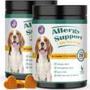 Dog Allergy Chews 500PCs with Turmeric, Digestive Enzymes Supports Seasonal Allergy Relief, Itchy Skin, Joint Health Anti-Itch Supplement for Allergic Dogs Aids Post-Surgery Recovery Senior Mobility