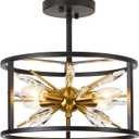 Semi-Flush Mount Ceiling Light - Crystal Ceiling Light Fixture 12-inch 4-Light Close to Ceiling Lights - E12 Hallway Ceiling Lighting - for Living Room Bedroom Kitchen Foyer C2062-4