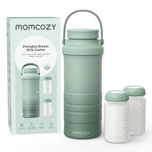 Momcozy 22oz Portable Breast Milk Cooler for Outdoor, Life Saver with 360° Total Cooling for 24 Hours, Larger Capacity Travel Breastmilk Chiller with 2pcs Baby Bottles for Breastmilk Storage, Green