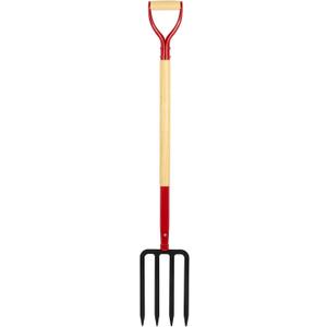 Heavy Duty Garden Fork for Digging, 4 Tines Pitch Fork for Gardening Compost, Garden Pitch Fork with Wooden Handle, 45 Inches