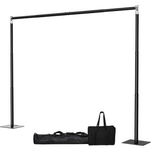 Pipe and Drape Backdrop Stand, 10x10ft Heavy Duty Backdrop Stand with Metal Base, Adjustable Height & Width, Black Background Holder for Wedding Photography Birthday Party Baby Shower Decor
