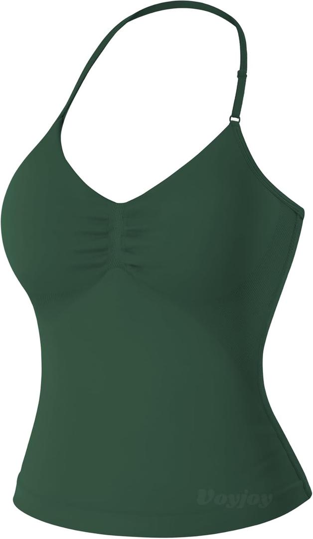 VOYJOY Impact Longline Strappy Top Workout Tank Tops for Women Impact Gym Sports Bra Camis (Medium, Eden Green)