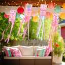 Flutesan 4 Pcs Valentine's Day Windsock 40-inch with Hook Outdoor Hanging Decoration Pink Heart-shaped Valentine's Theme Holiday Windsock for Patio Terrace Garden Path Party Decoration