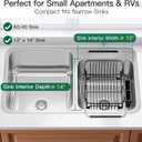 Apartment RV Small Dish Drainer Drying Rack Over The Sink In Stainless Steel for Narrow Kitchen, Counter Space Saving Compact Expandable Metal Plate Dryer Strainer, Black Adjustable Wire Drain Holder