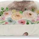 Easter Pillow Covers 18x18 Set of 2, Bunny Easter Floral Throw Pillow Covers Spring Farmhouse Decorative Linen Cushion Cases for Home Sofa Outdoor Decor